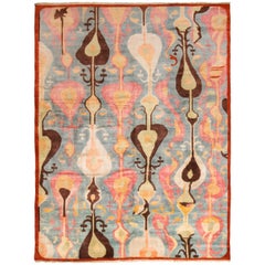 Contemporary Geometric William Morris Pastel Wool Carpet