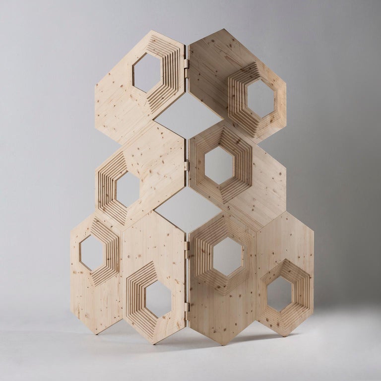 Contemporary Geometric Wood Room Divider by Sebastiano Bottos, Italia