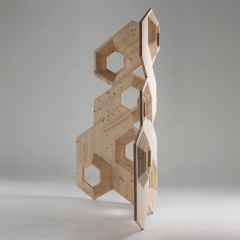 Contemporary Geometric Wood Room Divider by Sebastiano Bottos, Italia