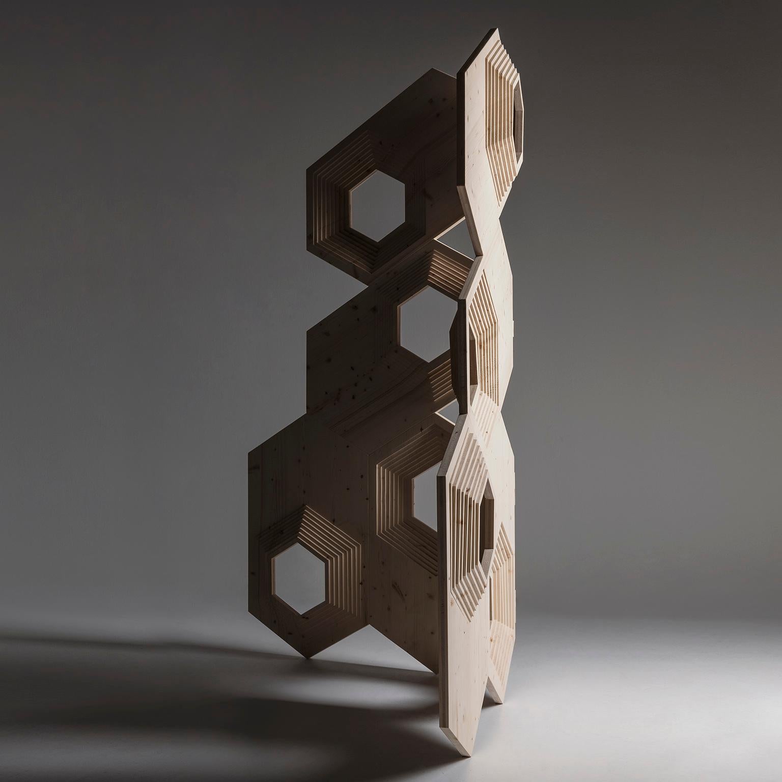 Moderner moderner skulpturaler Raumteiler aus Holz von Sebastiano Bottos, Italien (Holzarbeit) im Angebot