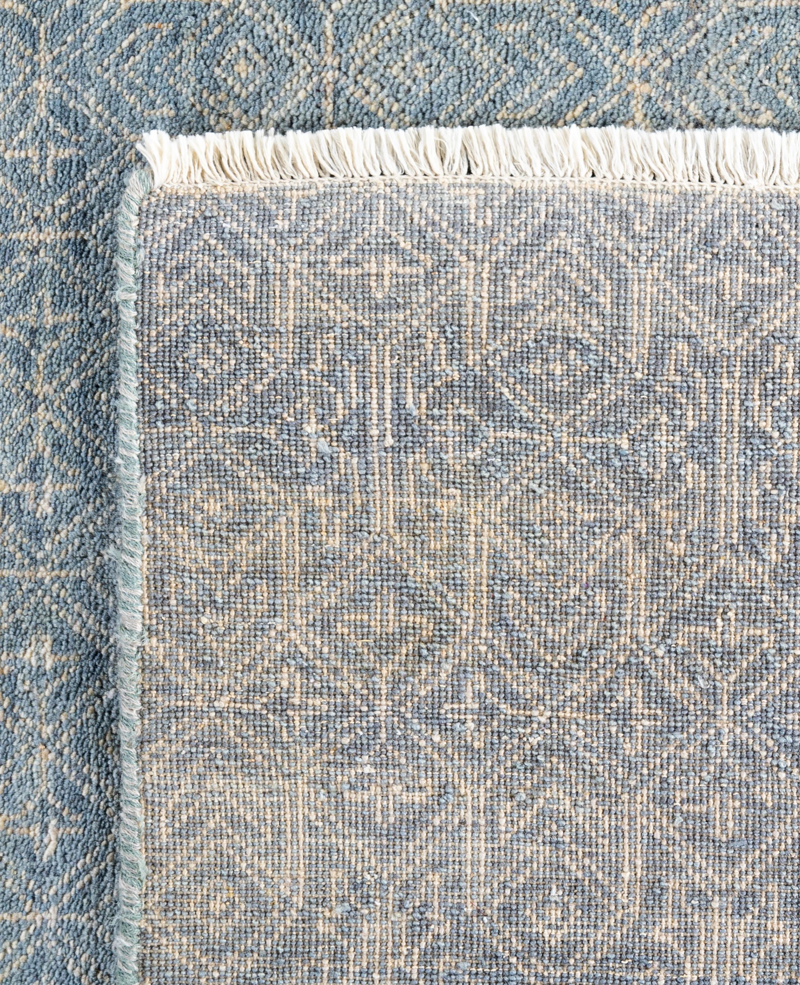 Contemporary Geometric Wool Hand Knoted Gray Area Rugs 9' 0