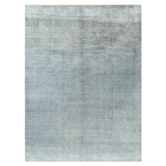 Contemporary Geometric Wool Hand Knotsted Gray Area Rug 9' 0" x 12' 0" (tapis gris géométrique en laine nouée à la main)