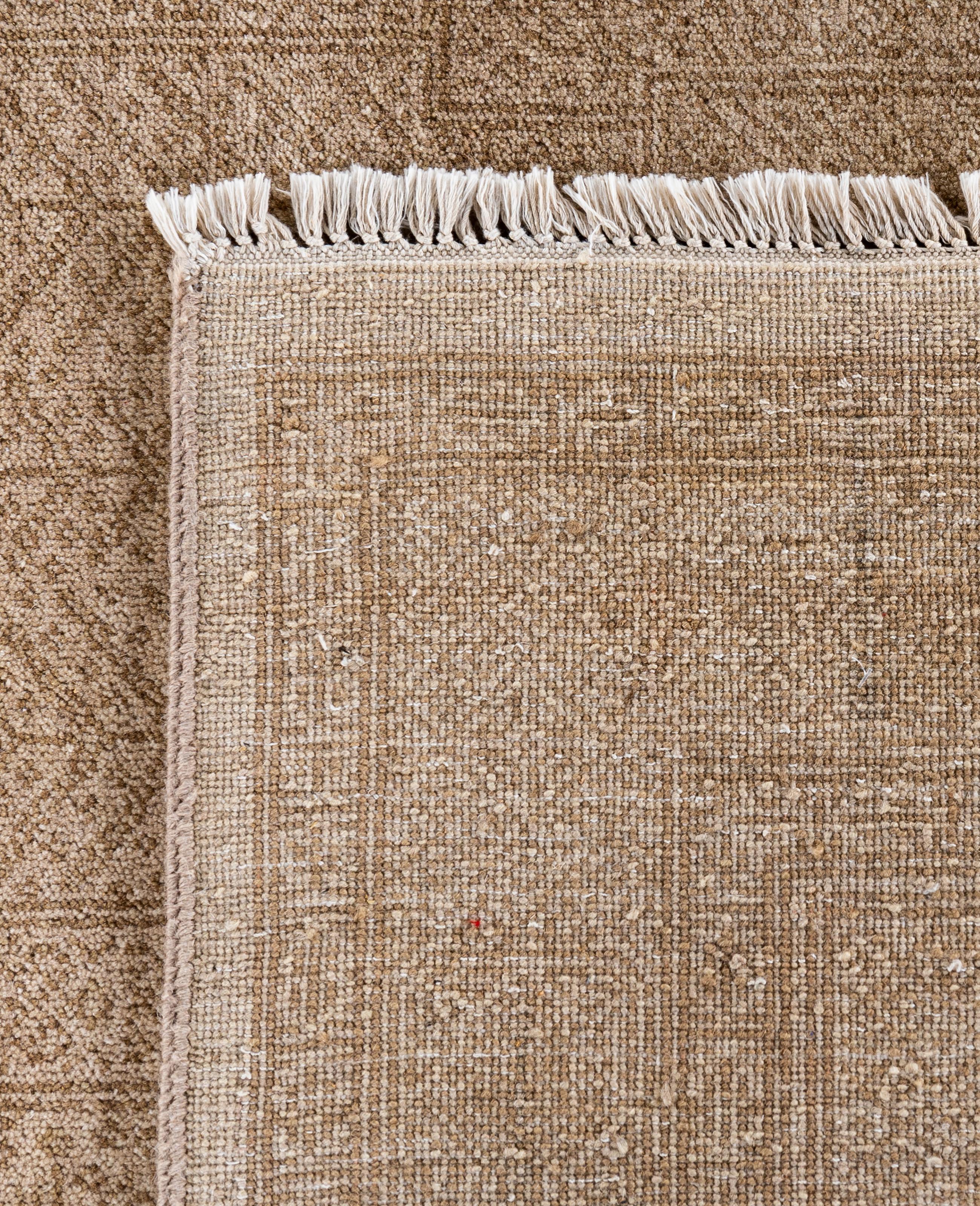 Contemporary Geometric Wool Hand Knotted Ivory Area Rug 9' 1