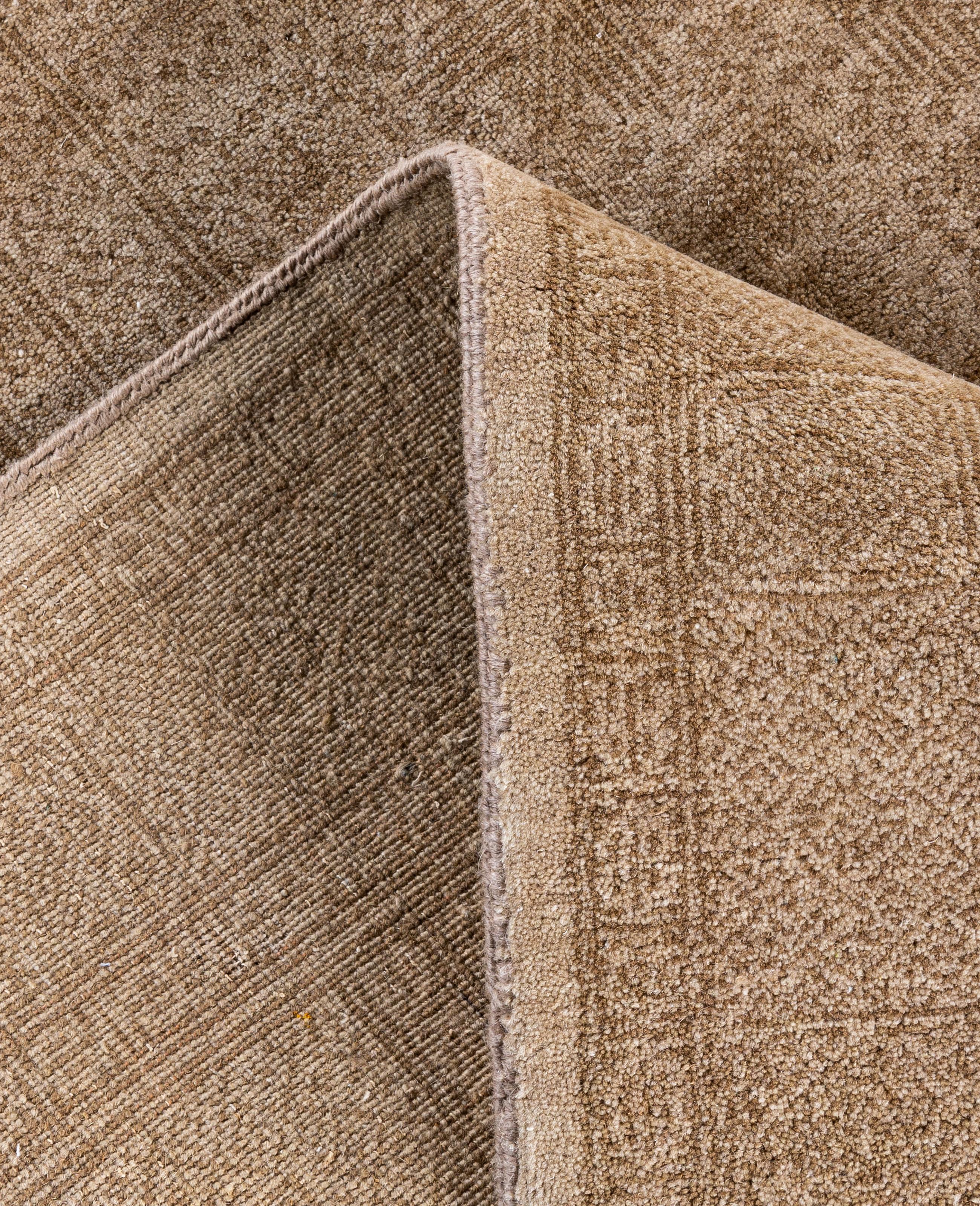 Contemporary Geometric Wool Hand Knotted Ivory Area Rug 9' 1