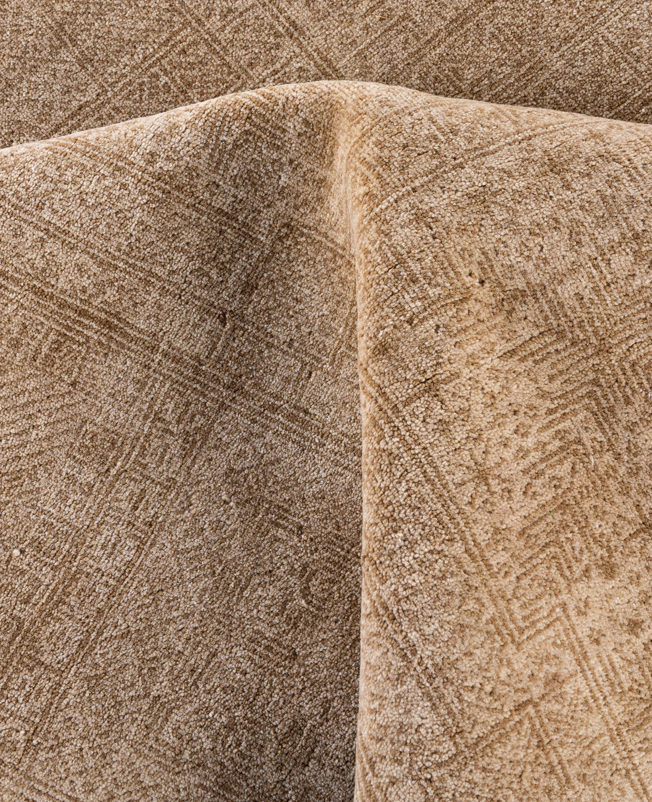 Contemporary Geometric Wool Hand Knotted Ivory Area Rug 9' 1