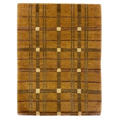 Zeitgenössischer geometrischer Wollteppich, handgesponnen und pflanzengefärbt, braun, lila, 2′x3' Zeitgenössischer geometrischer Wollteppich, handgesponnen und pflanzengefärbt, braun, lila, 2′x3'