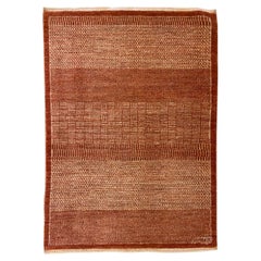 Contemporary Geometric Wool Rug in Vegetable-Dyed Terracotta, 2' x 3'