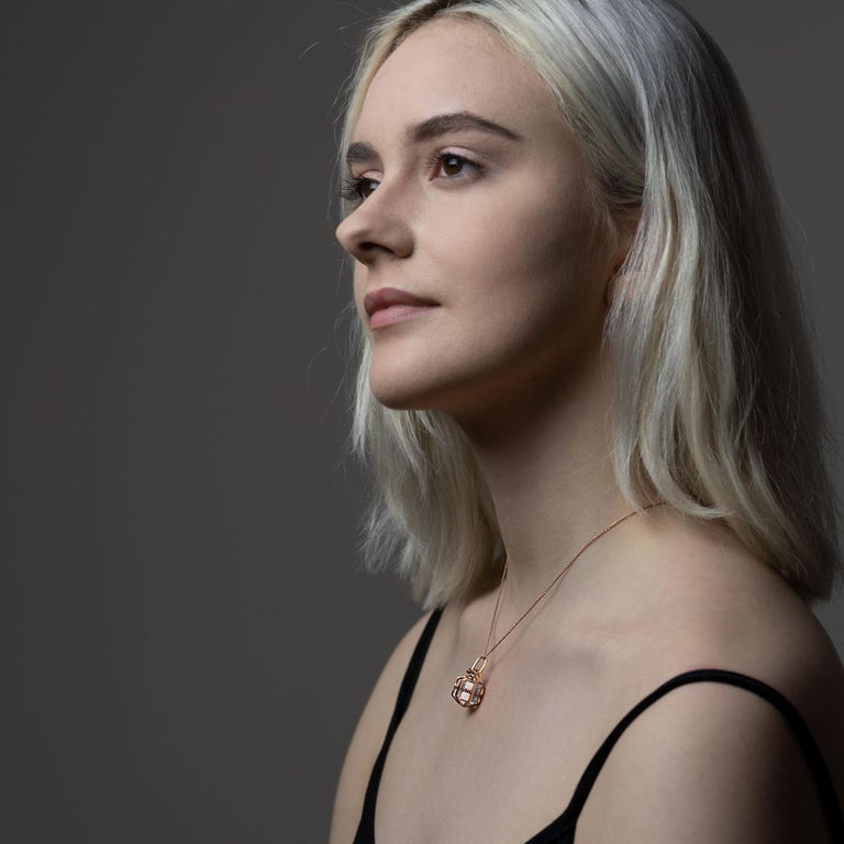 Contemporary Geometrical 18 Karat Gold Ruby and Crystal Talisman ...