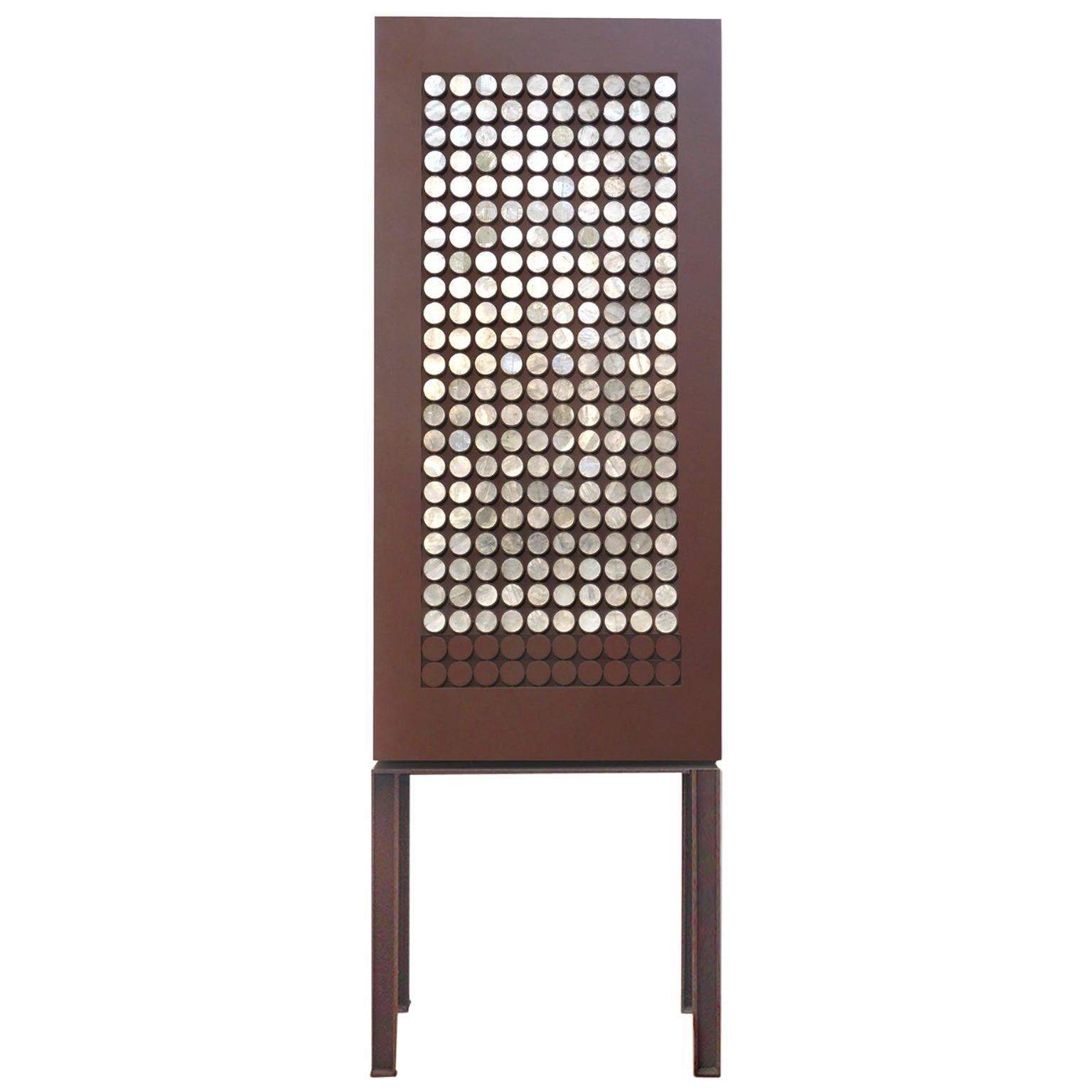 Contemporary Geometrical Crystal Inlayed Cabinet For Sale