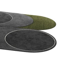 Contemporary Geometrical Retro Handmade Rug with Irregular Shape