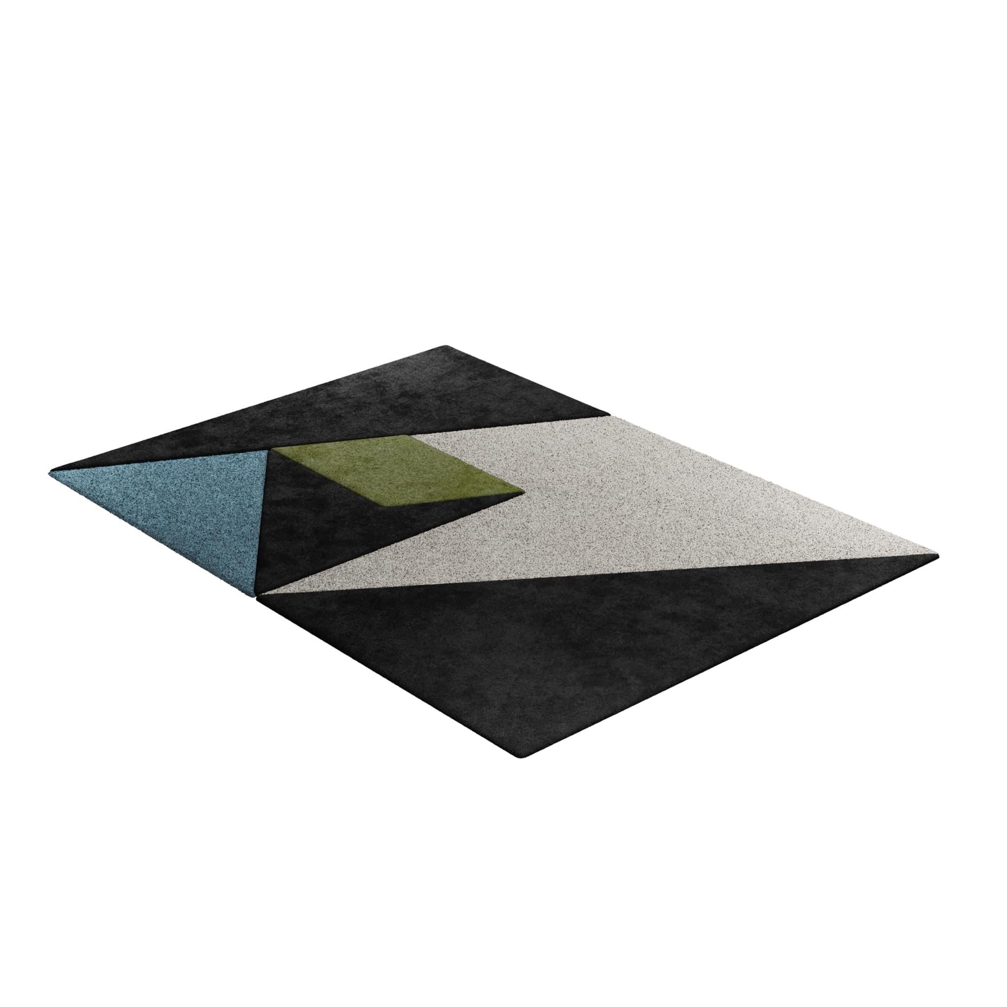 Moderne Tapis géométrique contemporain rétro fait à la main avec forme irrégulière en vente