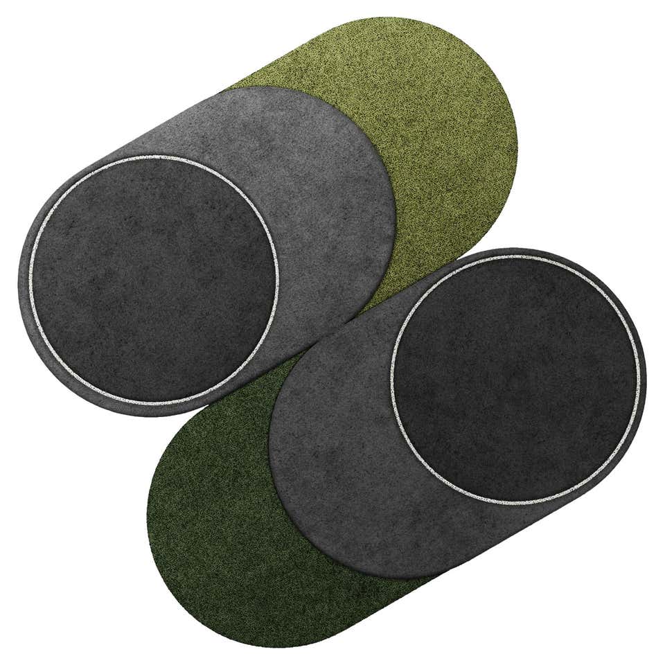 Contemporary Abstract Shape Rug with Surrealist Motifs Black and White ...