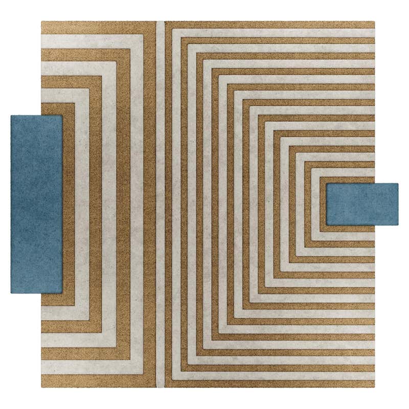 Contemporary Abstract Shape Rug with Surrealist Motifs Black and White ...