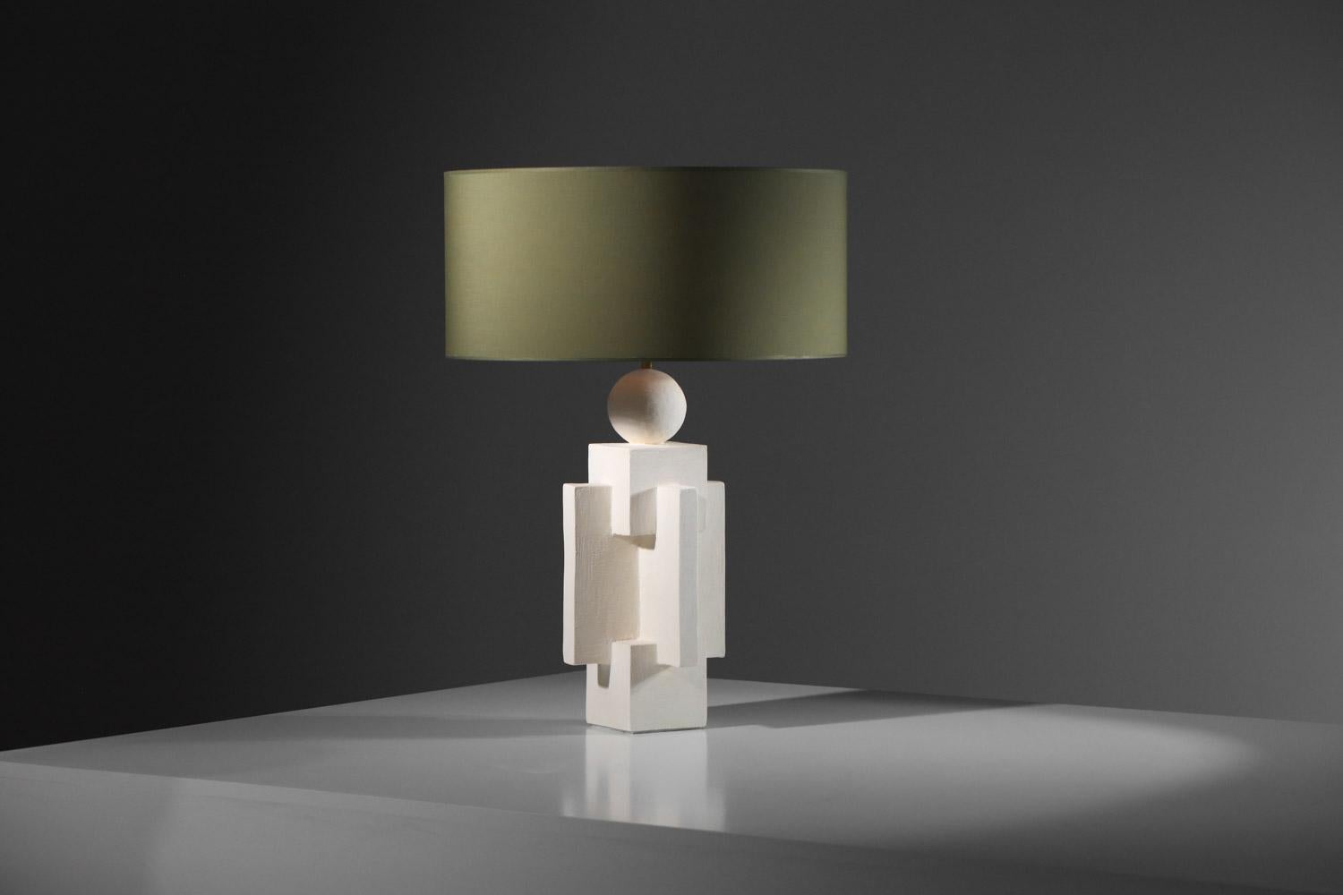 contemporary geometrical plaster lamp modernist style For Sale 4