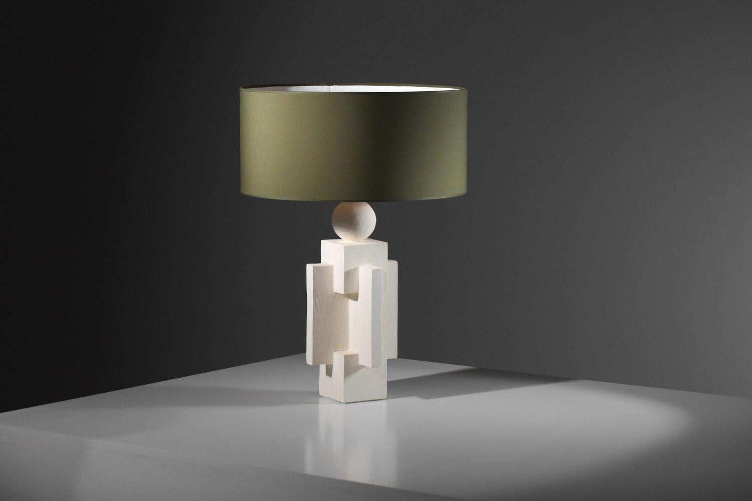contemporary geometrical plaster lamp modernist style For Sale 5