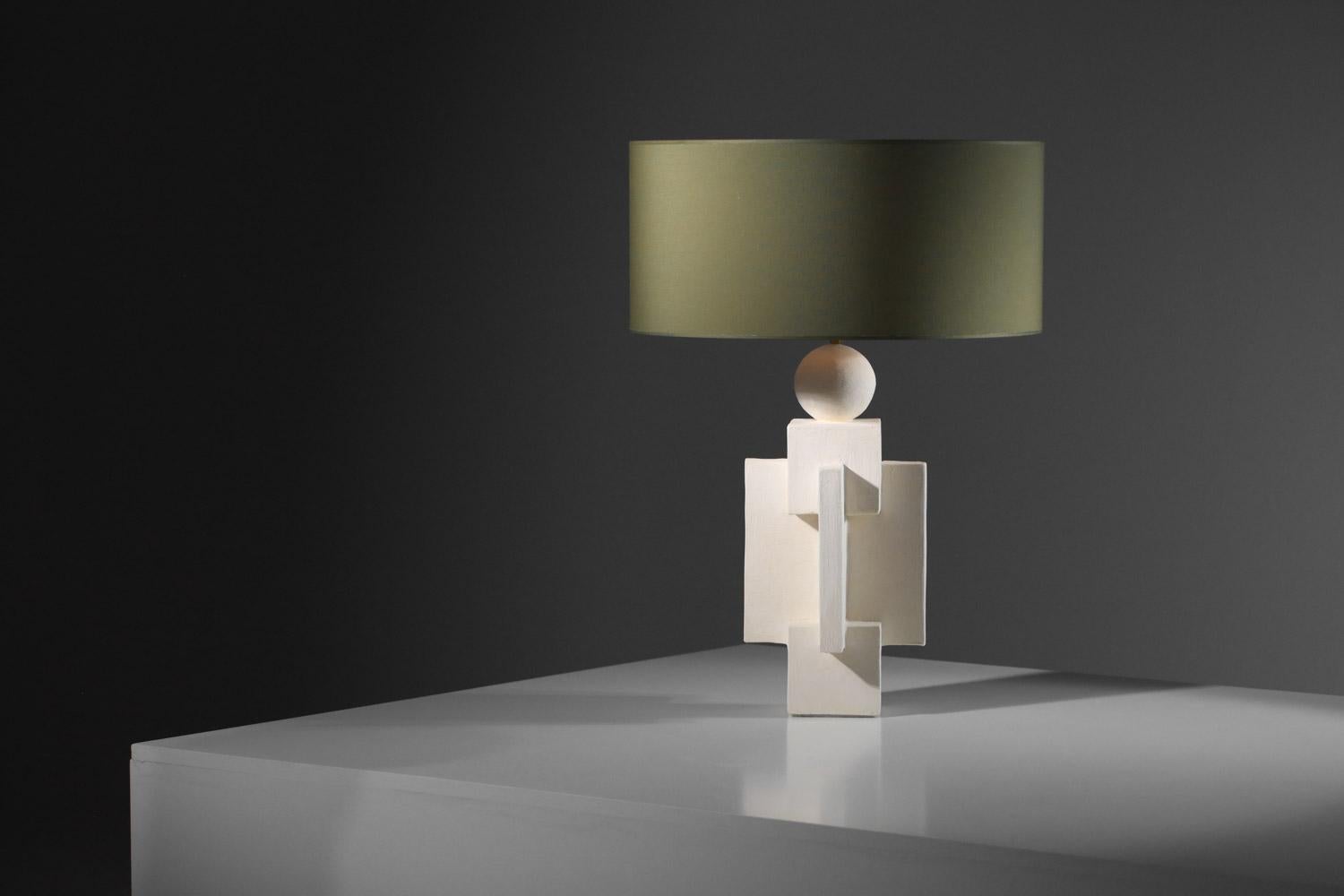 lampe géométrique contemporaine en plâtre style moderniste en vente 6
