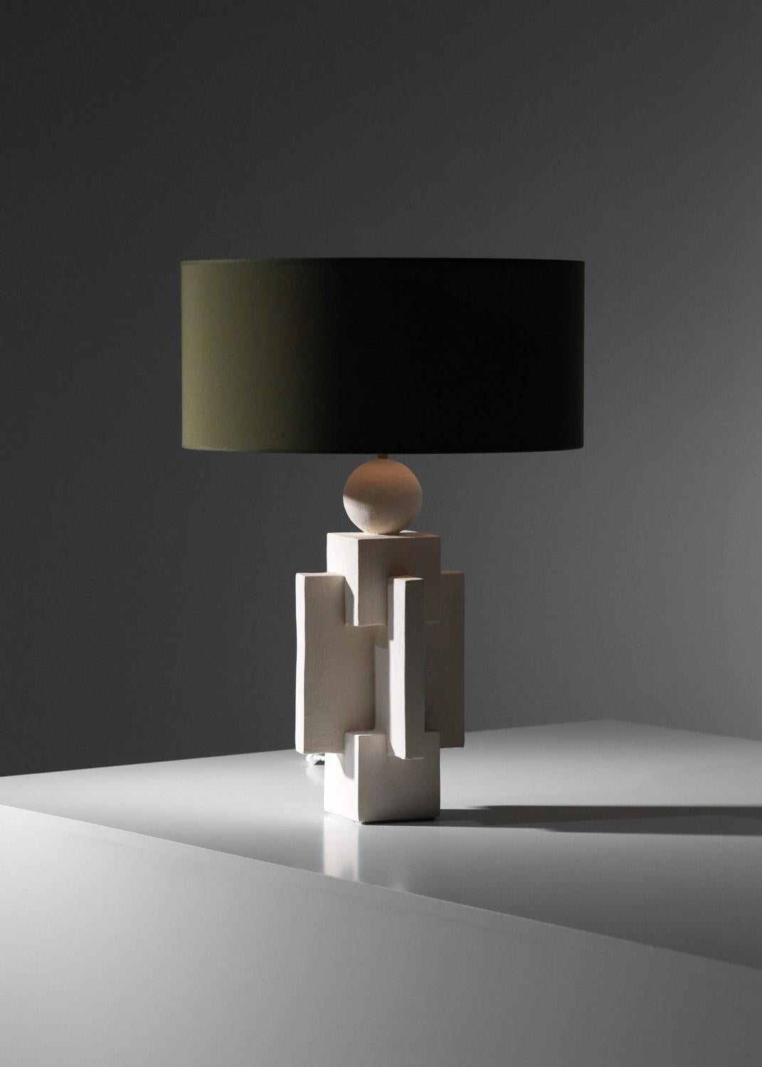 Organic Modern contemporary geometrical plaster lamp modernist style For Sale