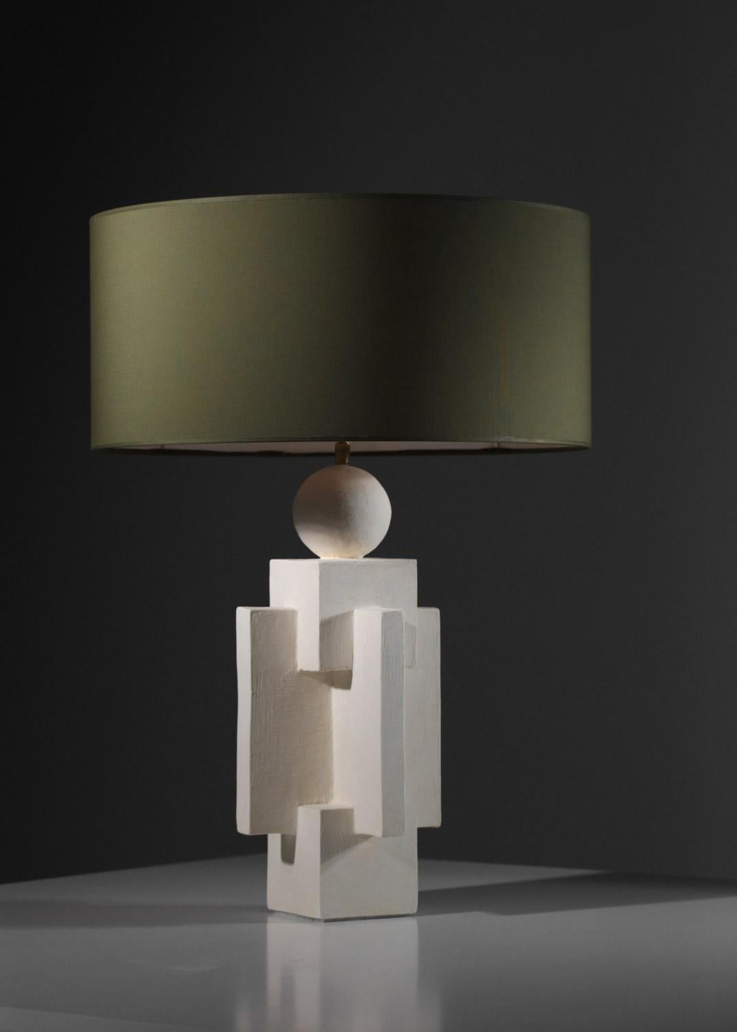 Plaster contemporary geometrical plaster lamp modernist style For Sale