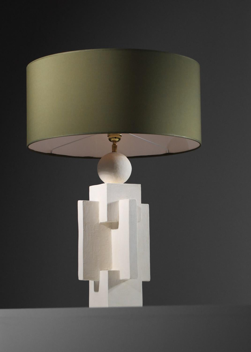 contemporary geometrical plaster lamp modernist style For Sale 1