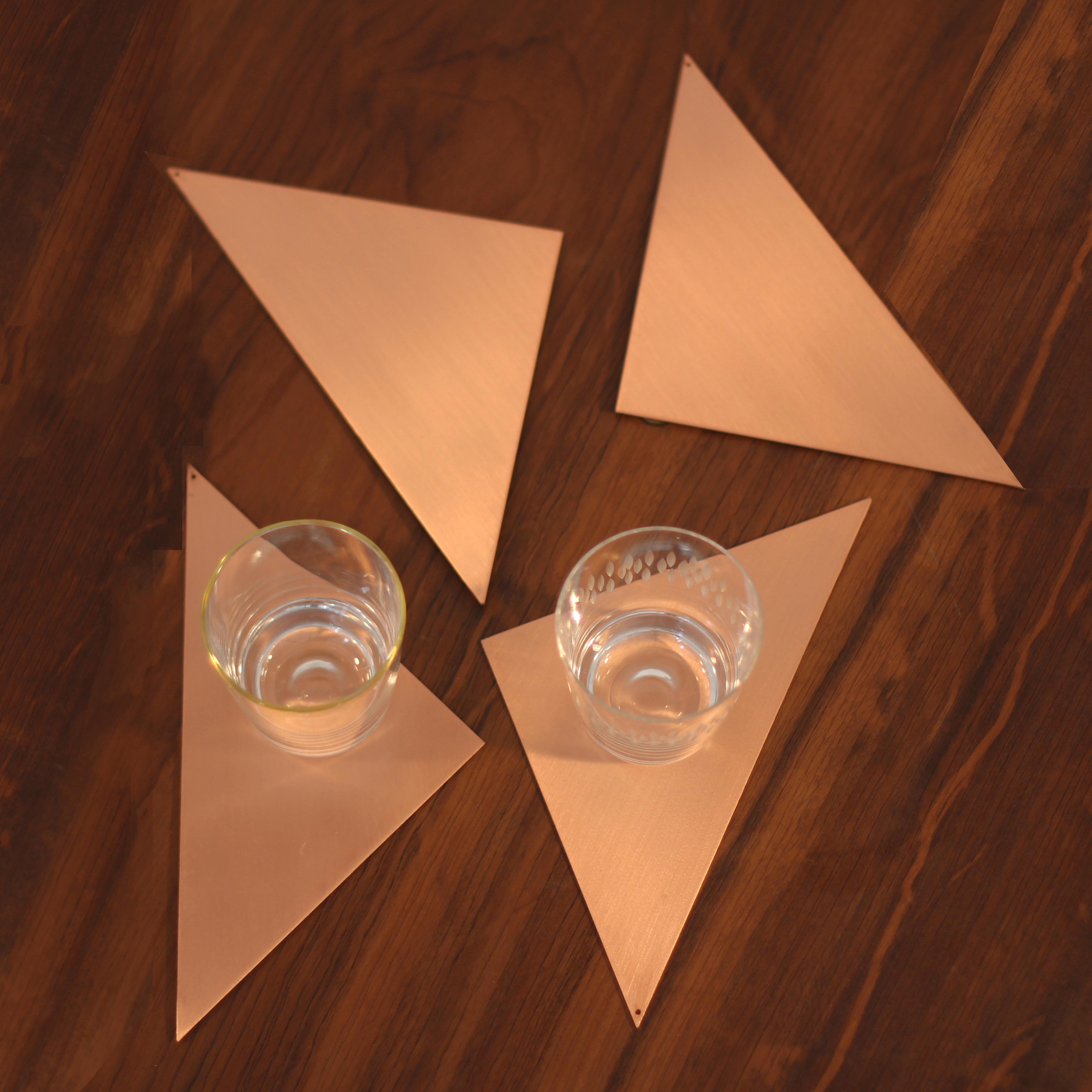 Brazilian Contemporary Geometrics Copper Coaster Set