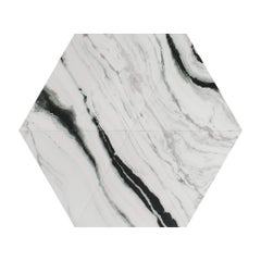 Contemporary Geomtric Center Table in Panda White Marble & Nero Marquina Marble