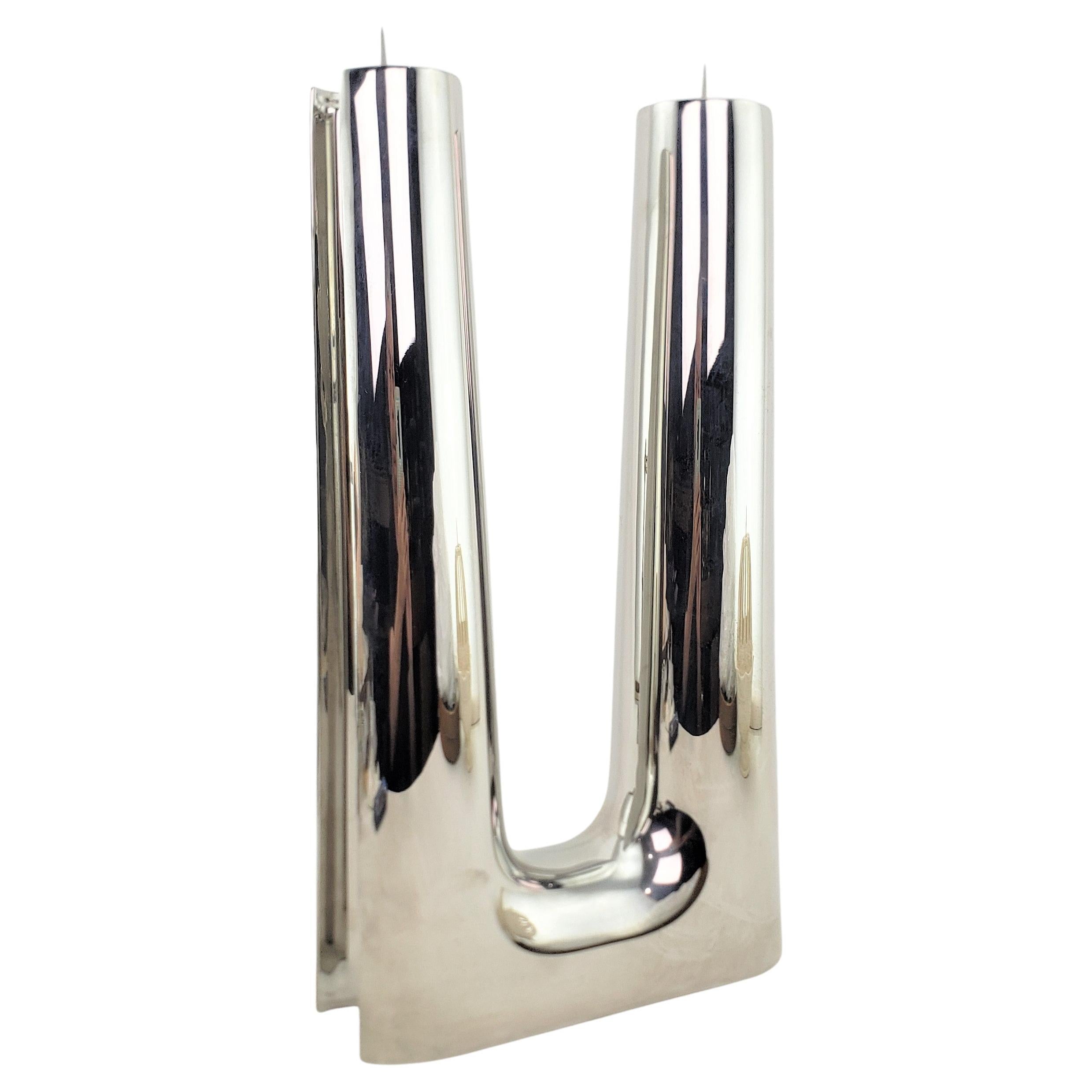 Contemporary Georg Jensen Polished Stainless Steel Candle Holder or Candelabra For Sale
