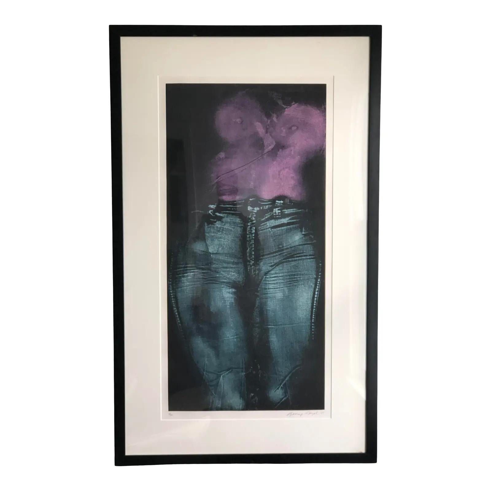 Contemporary Etching by George Segal signed, dated, and numbered.Girl in Violet Shirt: Front View , 1975