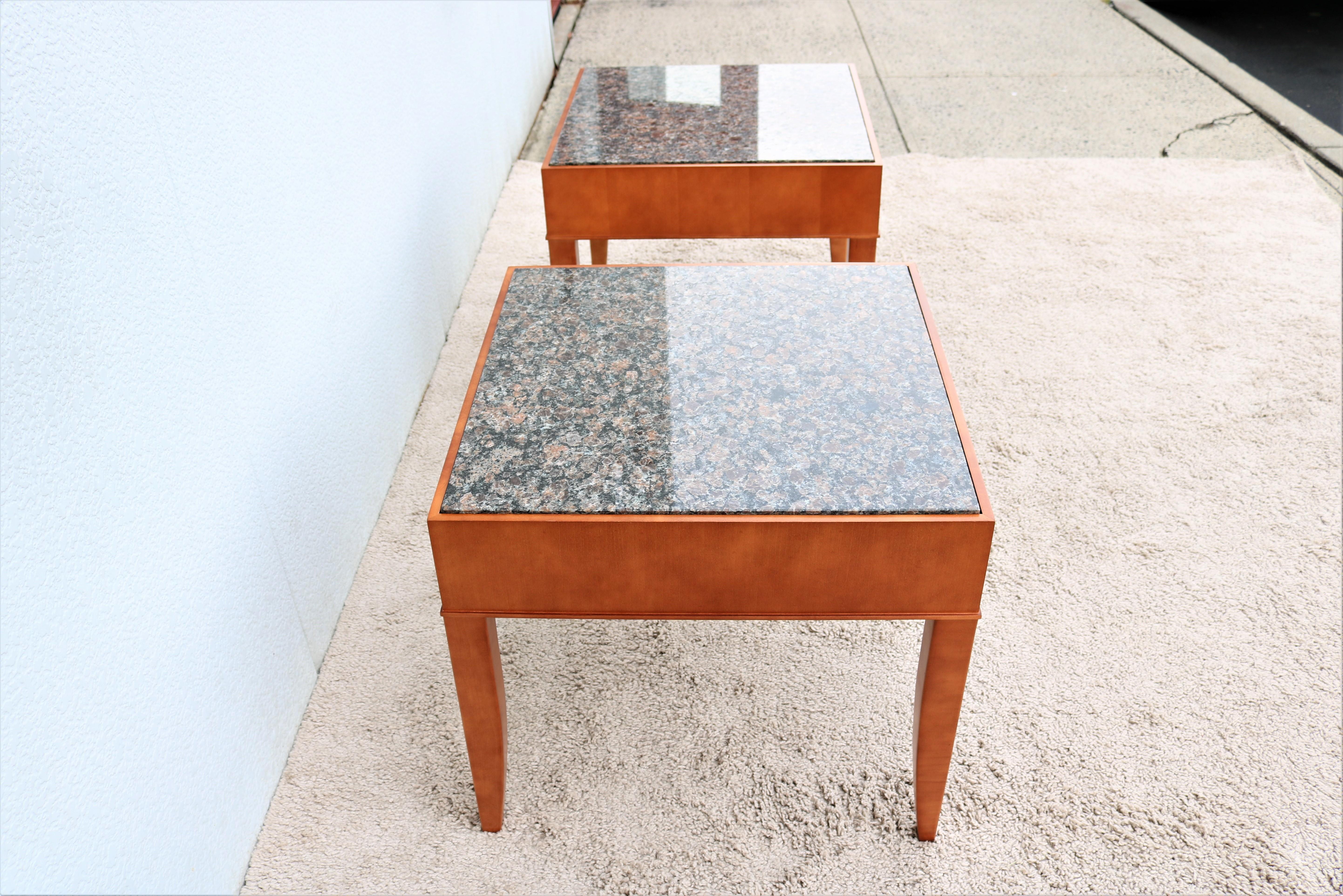Contemporary George Simons for Brayton Donovan Granite Square Side Tables a Pair For Sale 4