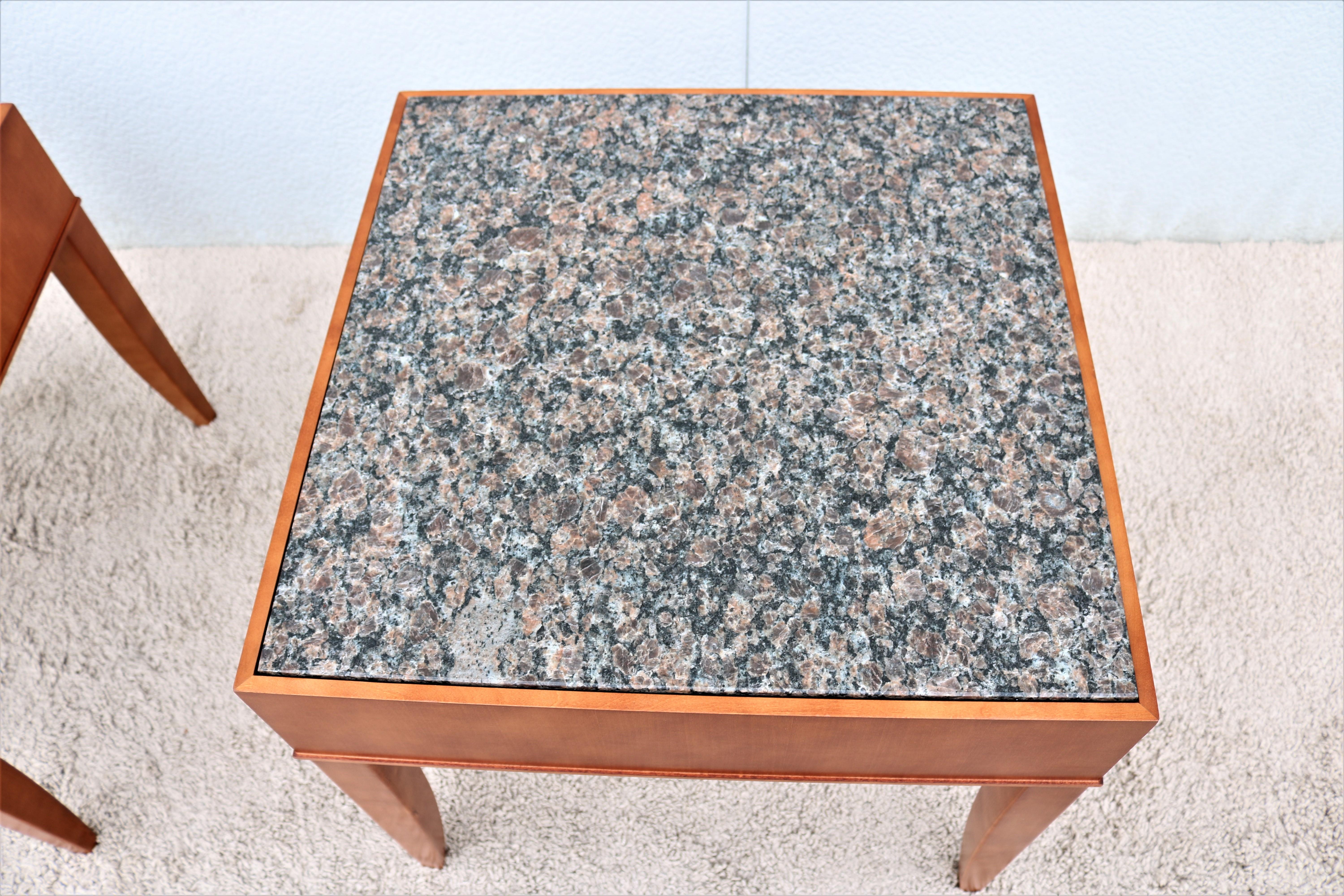Contemporary George Simons for Brayton Donovan Granite Square Side Tables a Pair For Sale 6