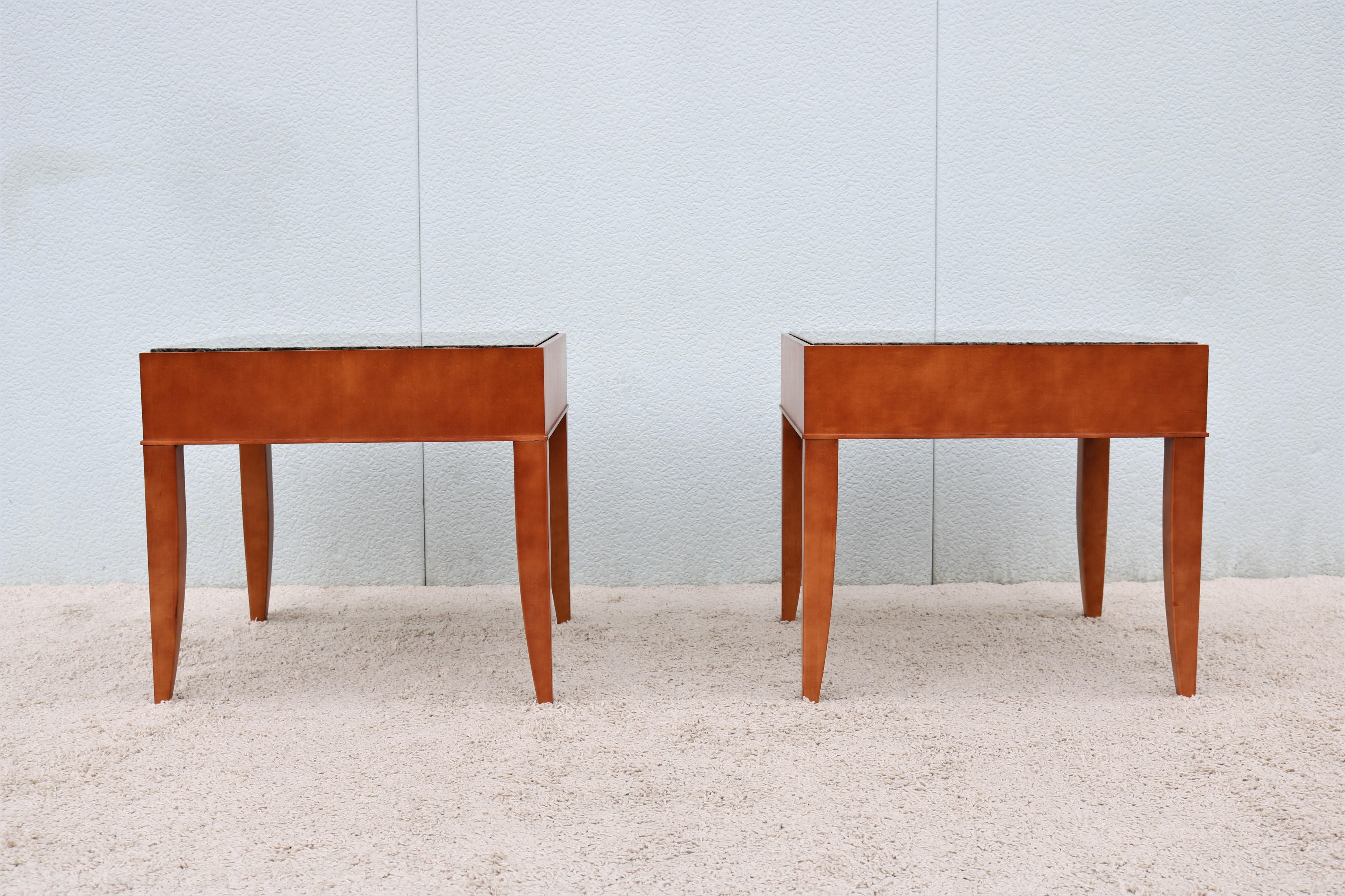 American Contemporary George Simons for Brayton Donovan Granite Square Side Tables a Pair For Sale