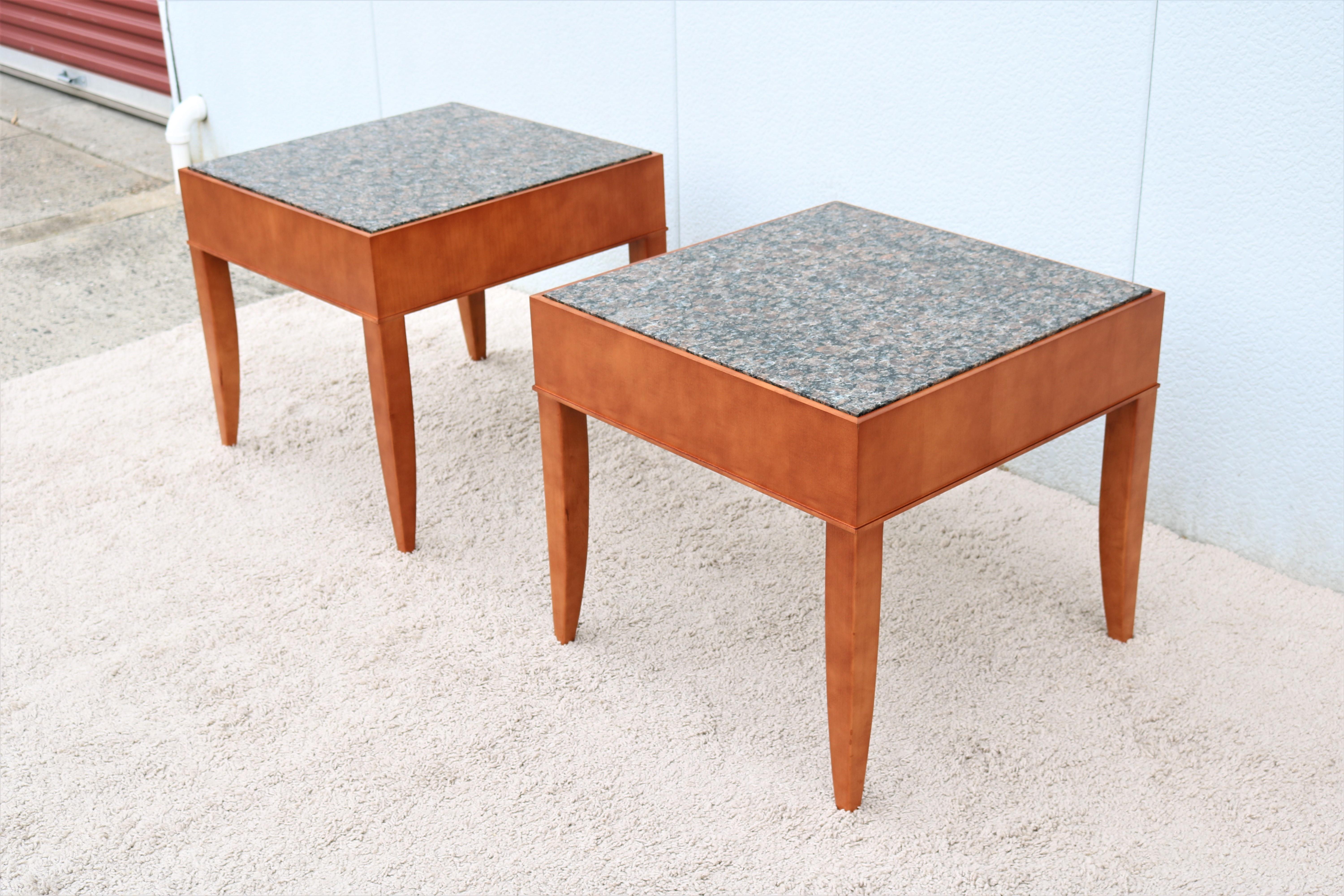 Contemporary George Simons for Brayton Donovan Granite Square Side Tables a Pair In Excellent Condition For Sale In Secaucus, NJ