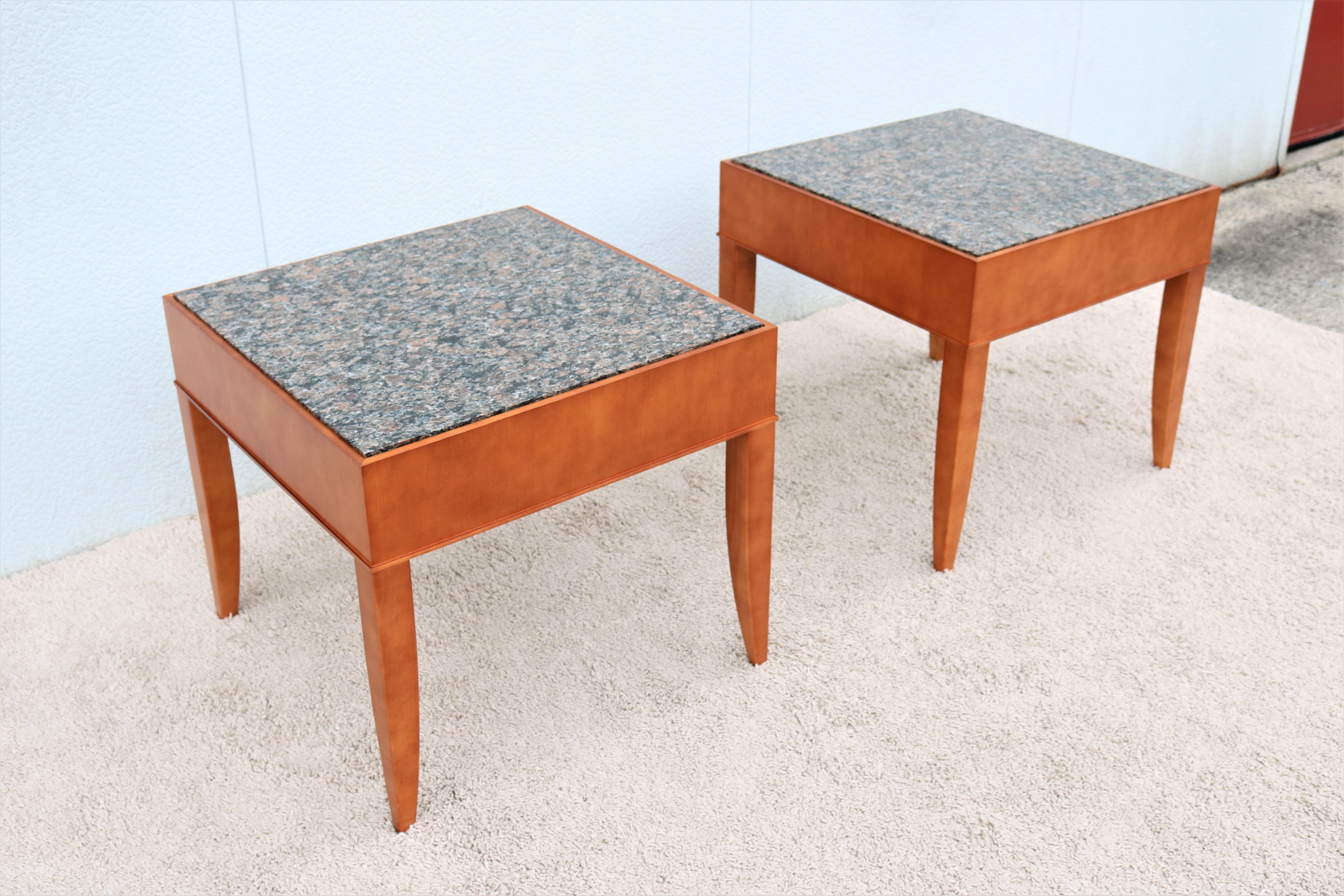 Contemporary George Simons for Brayton Donovan Granite Square Side Tables a Pair For Sale 2