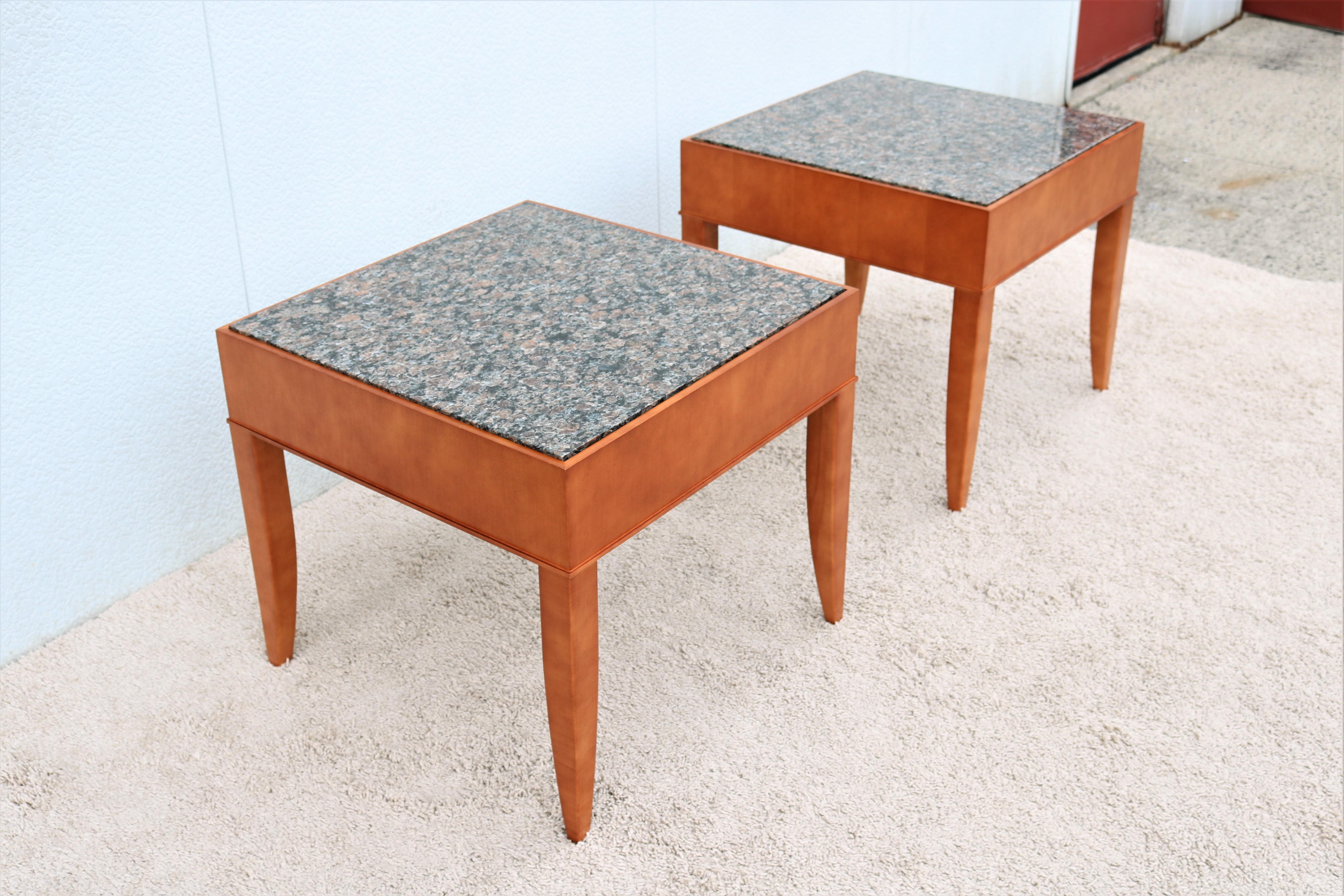 Contemporary George Simons for Brayton Donovan Granite Square Side Tables a Pair For Sale 3