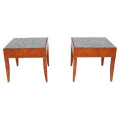 Contemporary George Simons for Brayton Donovan Granite Square Side Tables a Pair