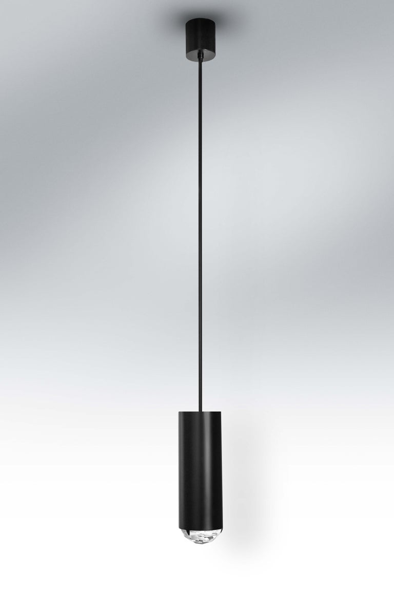 Italian Contemporary Pendant in Black Brass and Crystal by Ghirò Studio For Sale