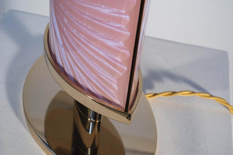 Gilt Contemporary by Ghirò Studio 'Tigra' Table Lamp Iridescent Pink Crystal and Gold For Sale