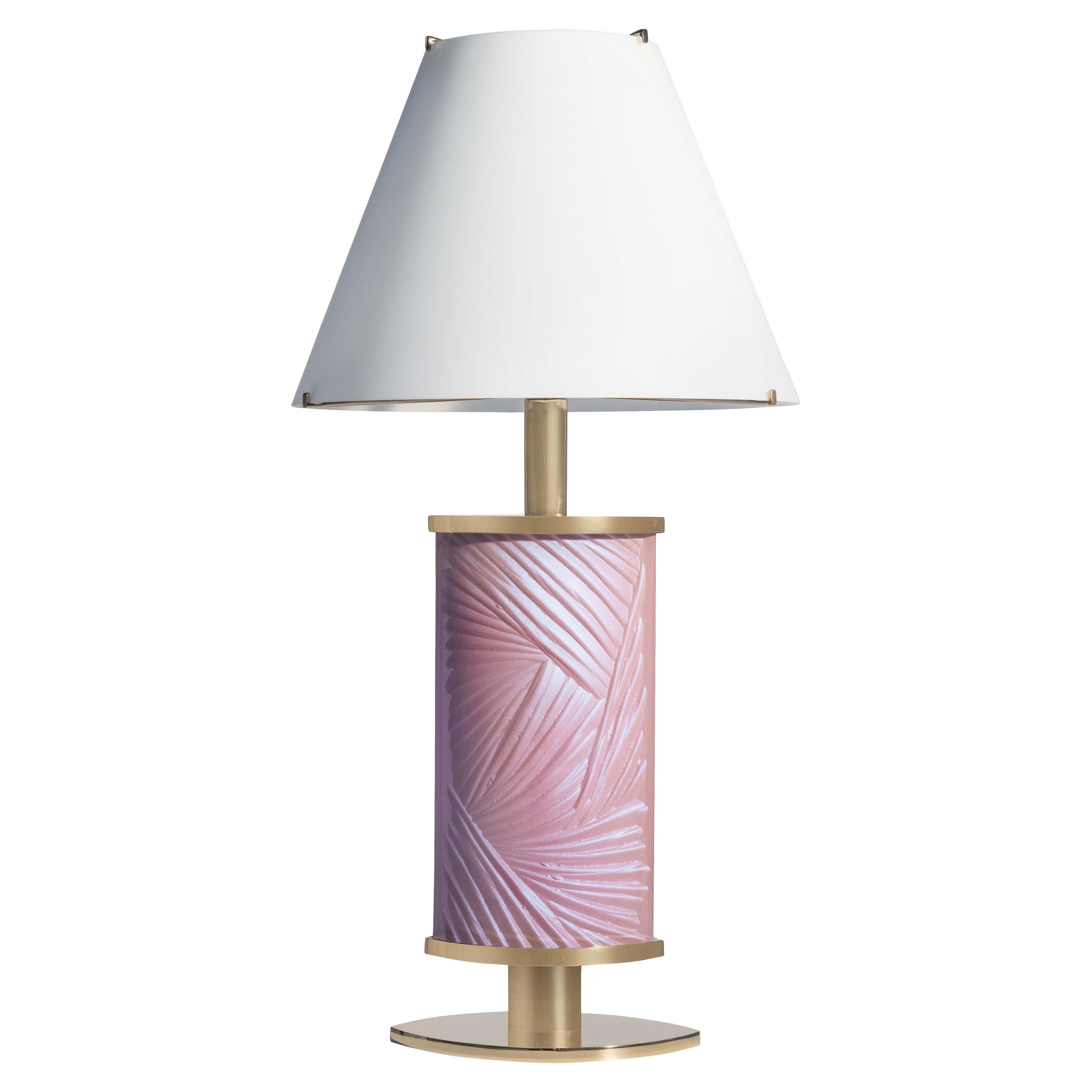 Contemporary 'Tigra' Table Lamp Iridescent Pink Crystal and Gold by Ghirò Studio For Sale