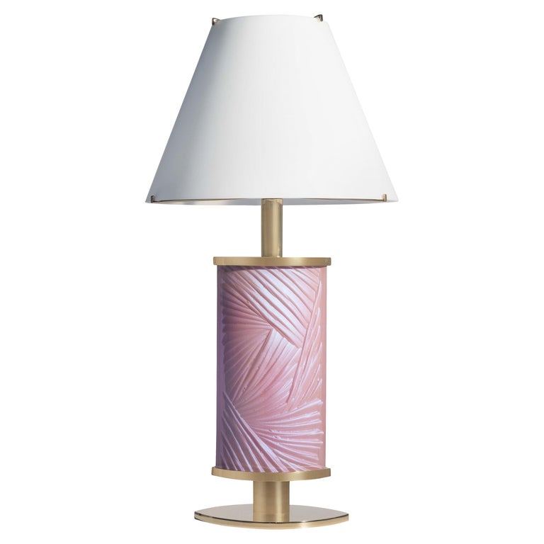 Contemporary by Ghirò Studio 'Tigra' Table Lamp Iridescent Pink Crystal and Gold For Sale