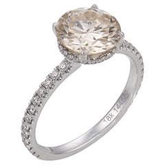 Contemporary GIA 2.18 carat fancy color diamond 18k white gold engagement ring