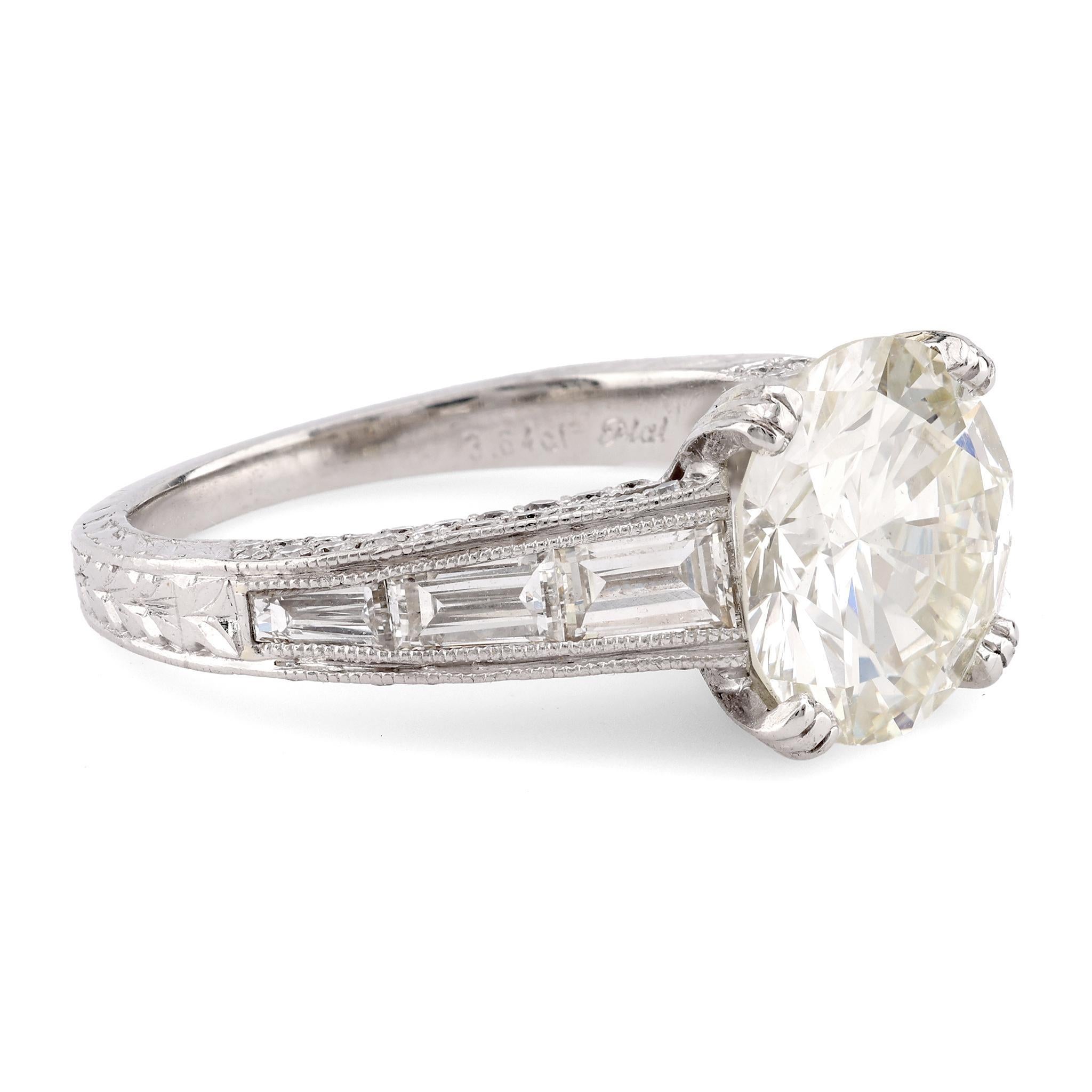 Contemporary GIA 3,19 Karat runder Brillant Diamant Platin Pave Ring (Brillantschliff) im Angebot