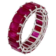 Contemporary GIA 8.15 carat Burma ruby 18k white gold band