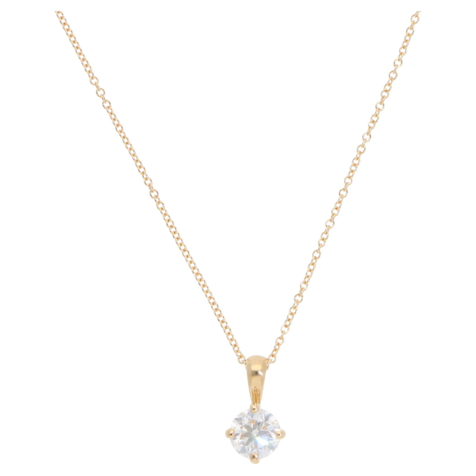Contemporary GIA Certified 0.60ct Diamond Solitaire Necklace in Yellow Gold