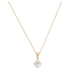 Contemporáneo Collar Solitario de Diamantes de Oro Amarillo con Certificado GIA de 0,60 ct
