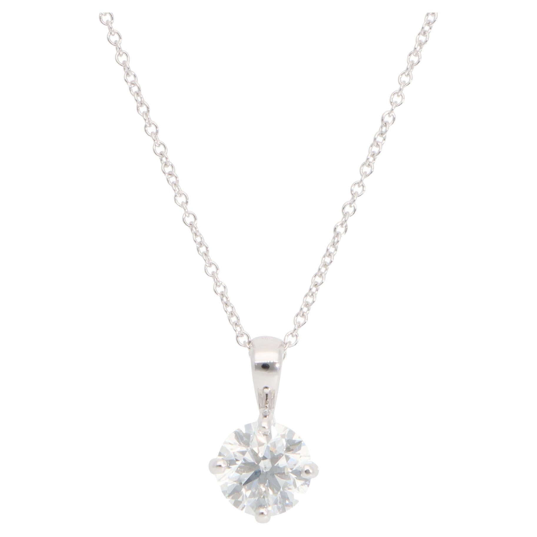 Contemporary GIA Certified 0.90ct Diamond Solitaire Necklace