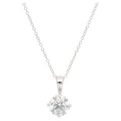 Contemporary GIA Certified 0.90ct Diamond Solitaire Necklace