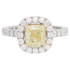 Contemporary GIA Certified 1.54ct Yellow Diamond Cluster Ring