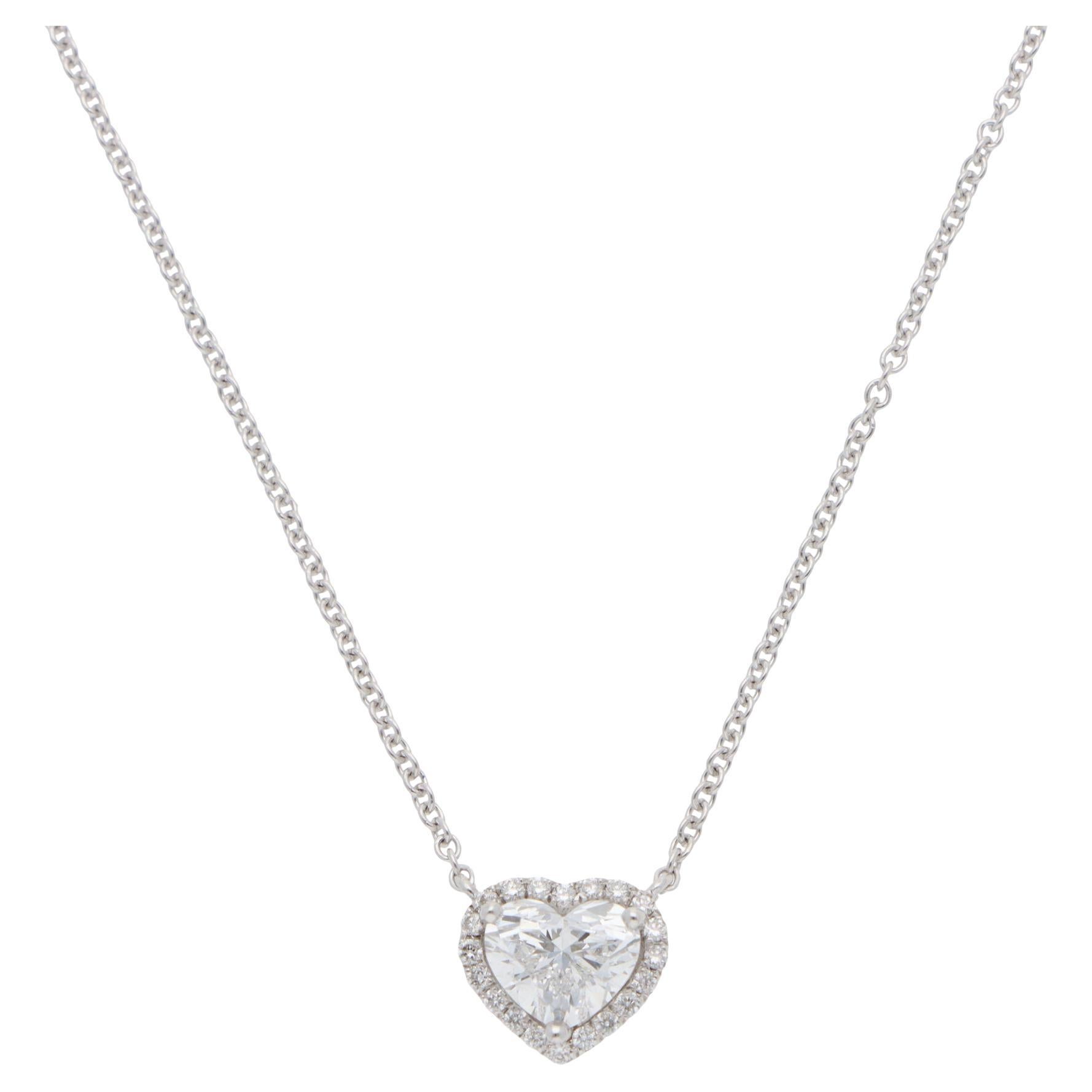 Contemporary GIA Certified D-Colour Heart Diamond Necklace For Sale