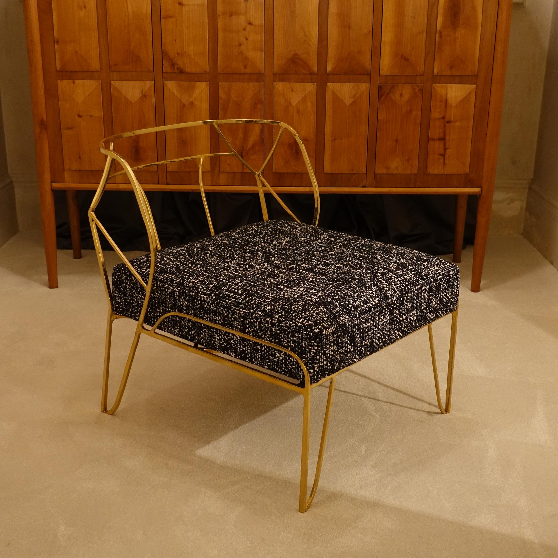 Contemporary Gilded Bronze Lounge Chair and Ottoman, Italy, 2020 In New Condition In Firenze, IT