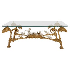 Mesa de centro animalier contemporánea de bronce plateado y dorado
