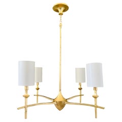 Contemporary Gilt Iron Chandelier with Four Arm Design
